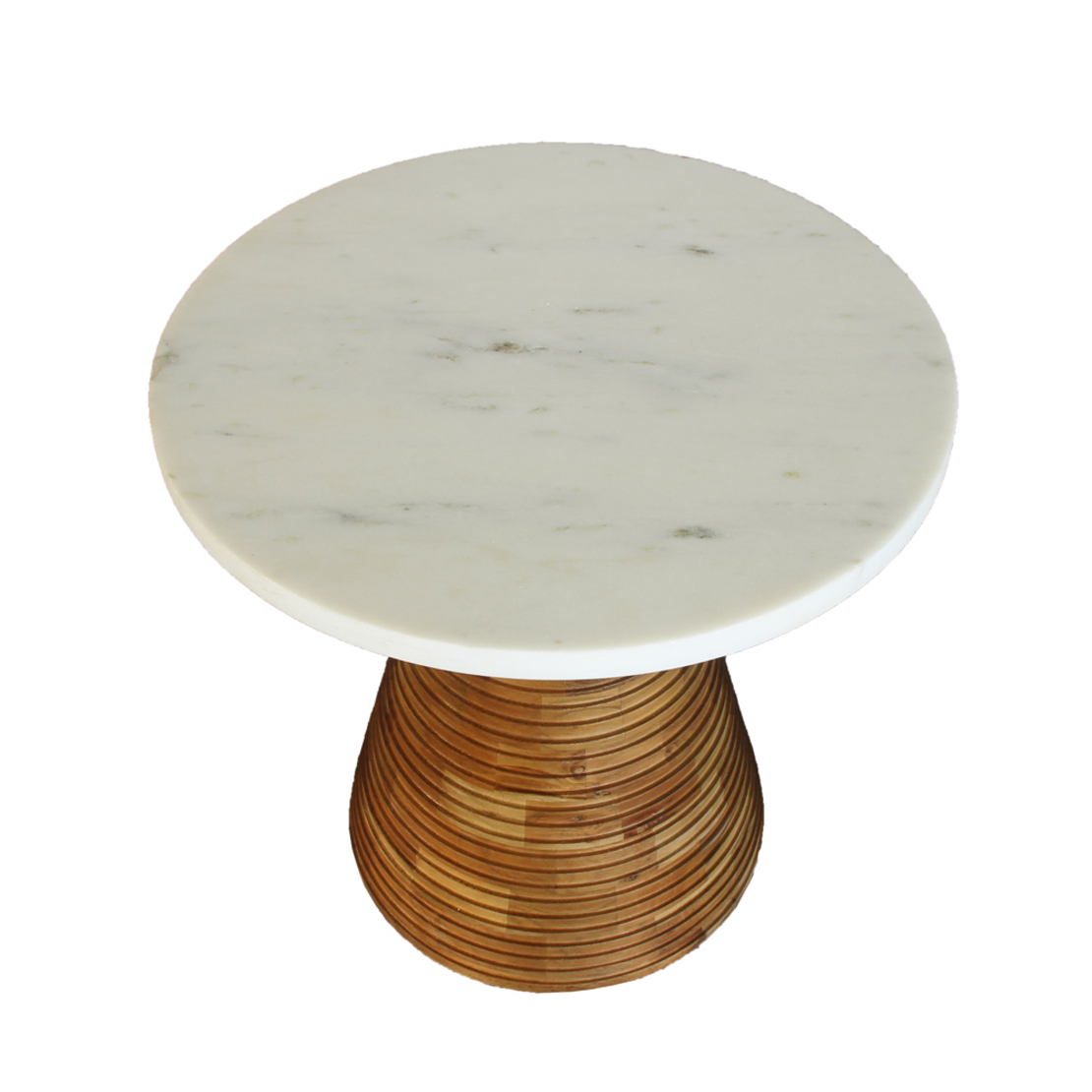 SAVOA SIDE TABLE MARBLE WHITE WOOD ACACIA WALNUT 45x45xH45cm IN