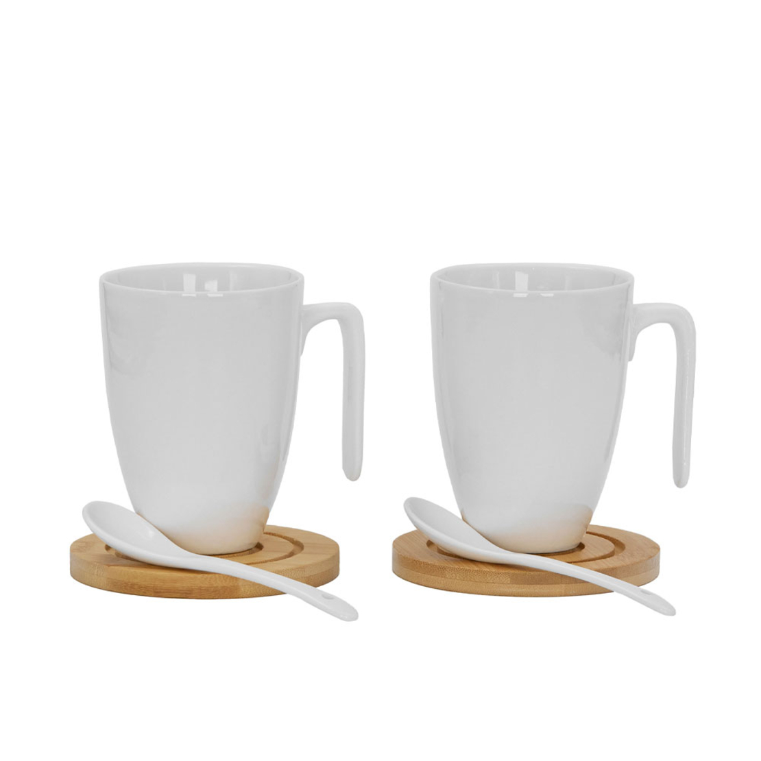CURVE MUG SET 2PCS PORCELAIN BAMBOO WHITE NATURAL