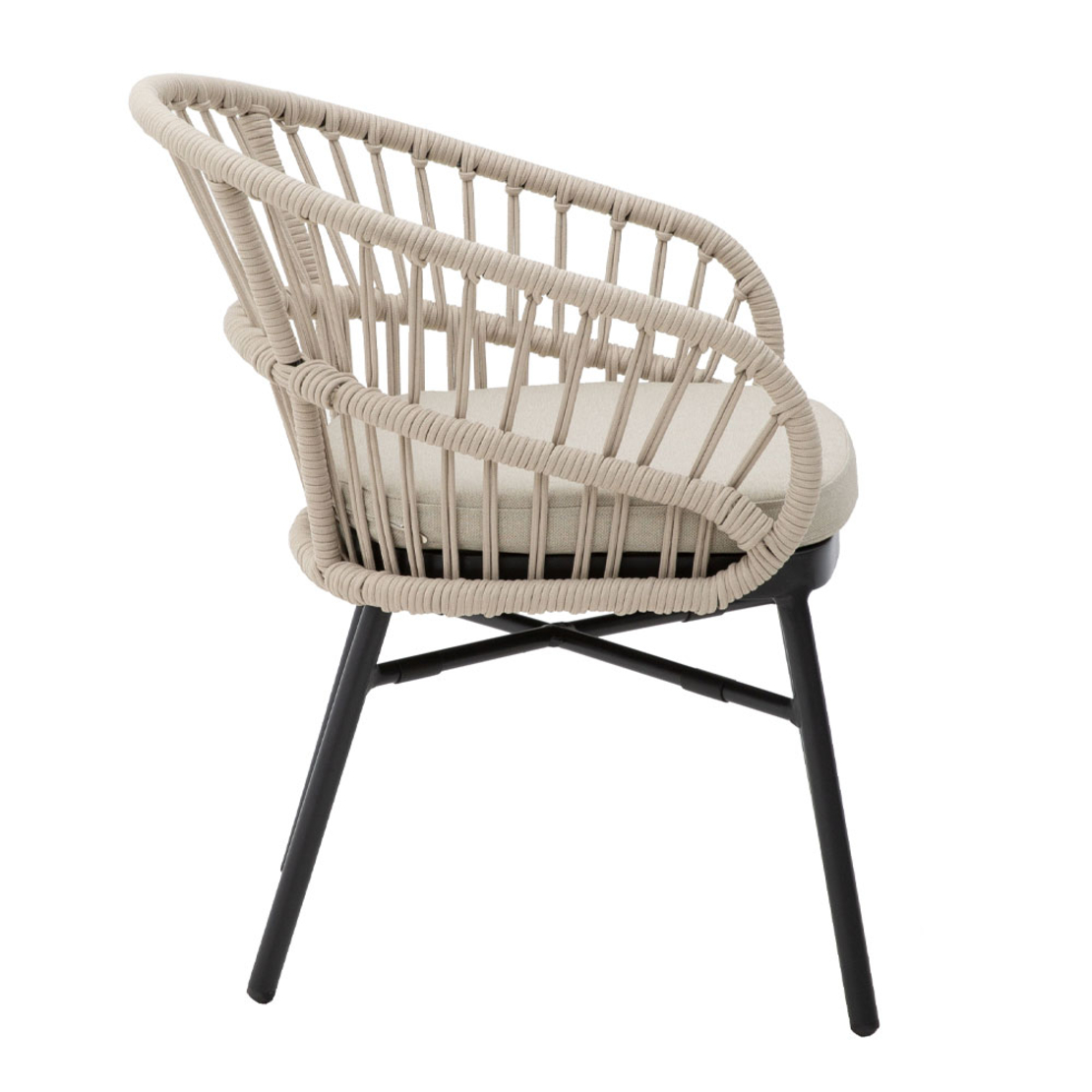 LUNA ARMCHAIR CUSHION ALUMINIUM BLACK NATURAL 58x65xH78cm PRC