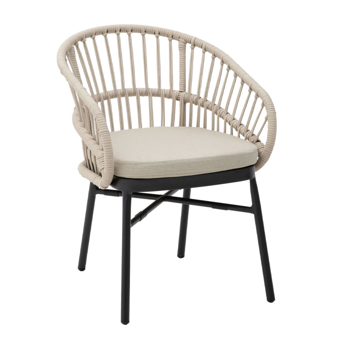 LUNA ARMCHAIR CUSHION ALUMINIUM BLACK NATURAL 58x65xH78cm PRC