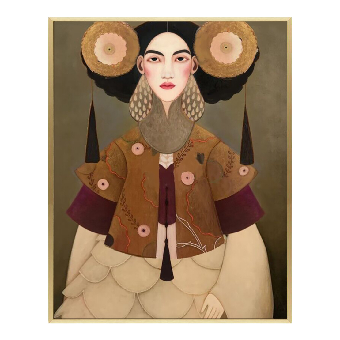 NORI A PAINTING CANVAS MULTICOLOR WOOD FRAME GOLD