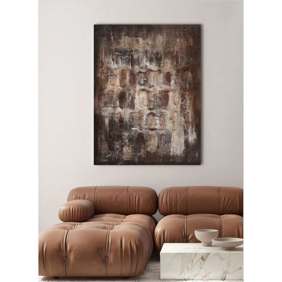 TERRYN EARTH PAINTING DECORATIVE 90x120x4 CANVAS BROWN BEIGE GREY WOOD