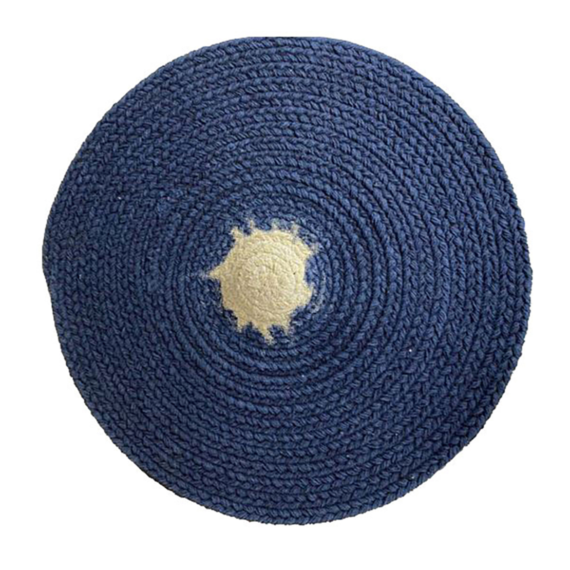 REEF PLACE MAT ROUND COTTON POLYESTER BLUE BEIGE 3