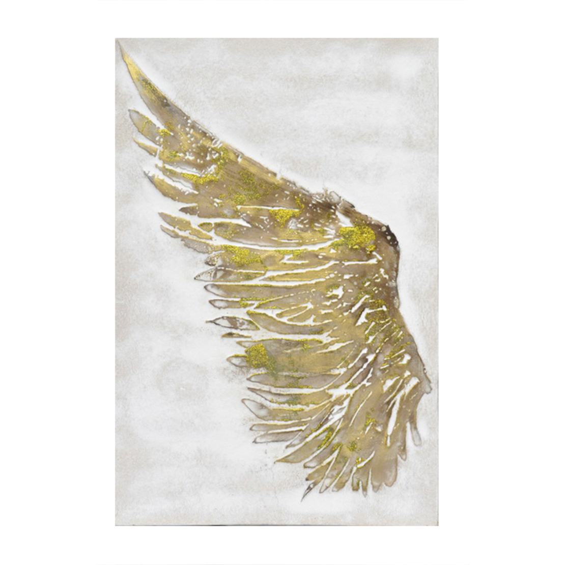 ALA 1 PAINTING CANVAS WHITE GOLD WOOD GREY 40x60xH