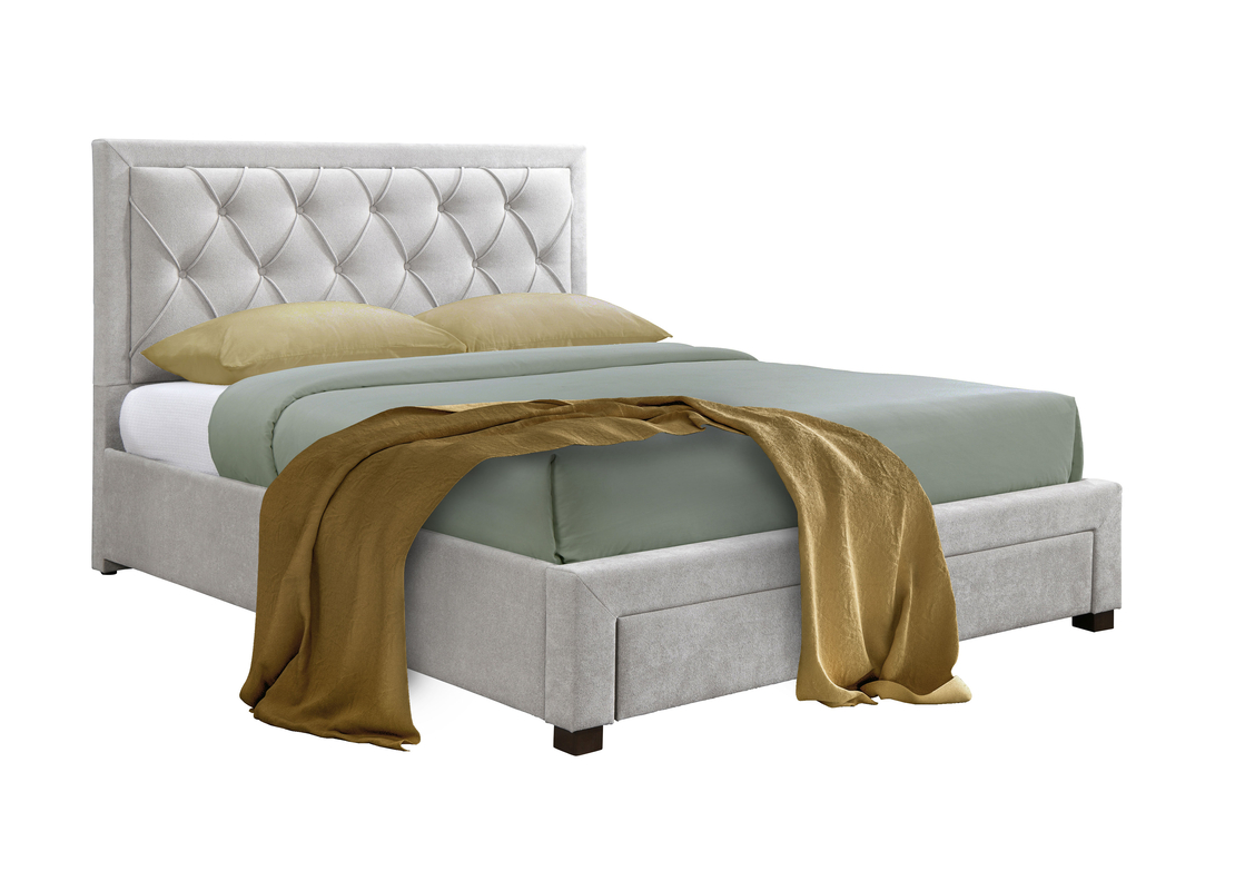 NOBLE BED (FOR MATTRESS 160x200cm) FABRIC GREY LIGHT E1 MY