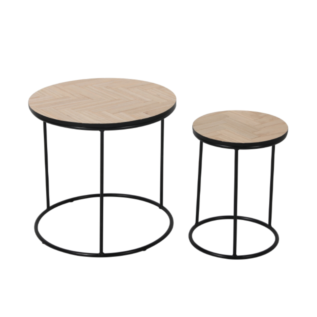 PARKE COFFEE TABLE SET 2PCS MDF VENEER BLACK NATURAL METAL 48x48xH45cm E1 PRC