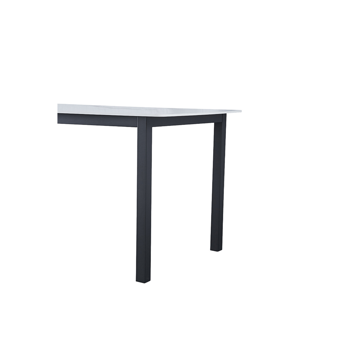 PLUTO TABLE CERAMIC WHITE WITH MARBLE PATTERN METAL BLACK PRC
