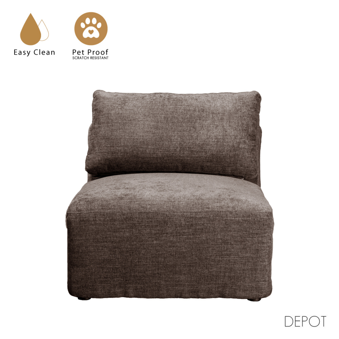 BOX ARMCHAIR EASY CLEAN FABRIC BROWN E1 EU