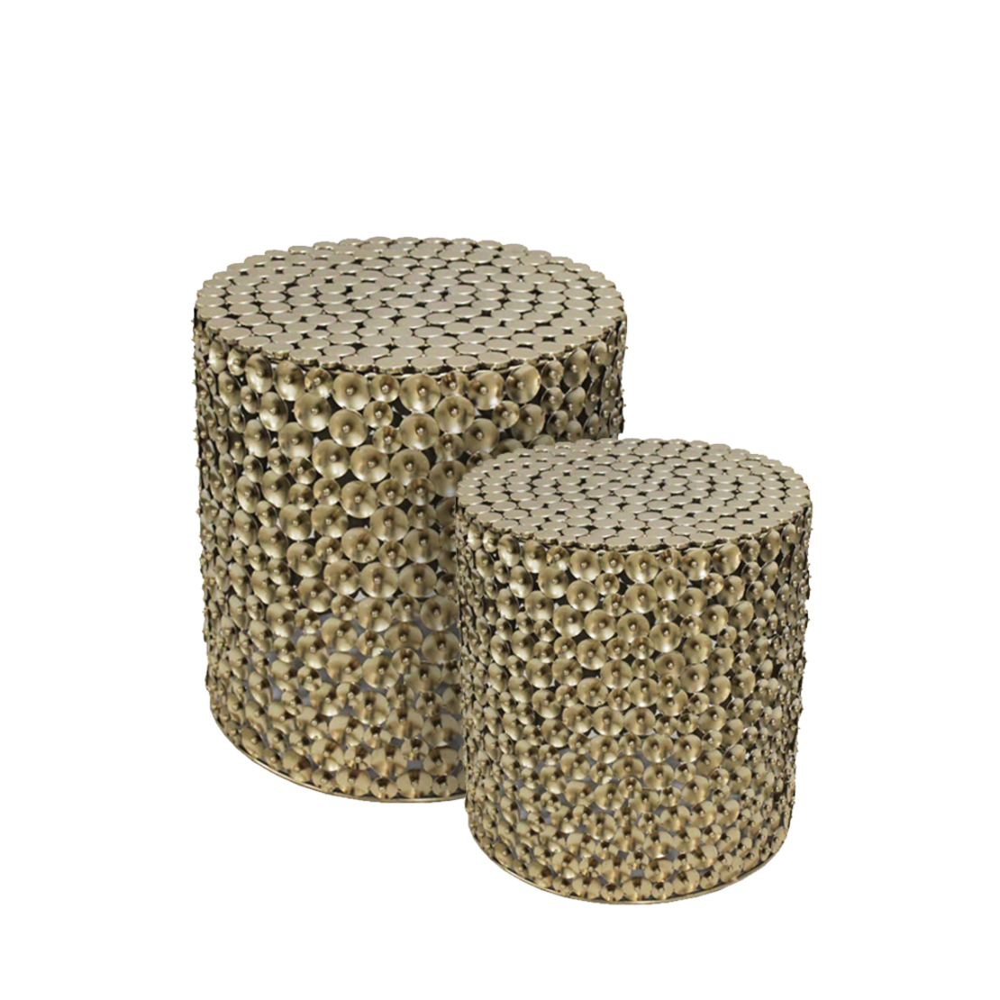 POPPY COFFEE TABLE SET 2PCS METAL GOLD ANTIQUE 44x44xH46,5cm IN