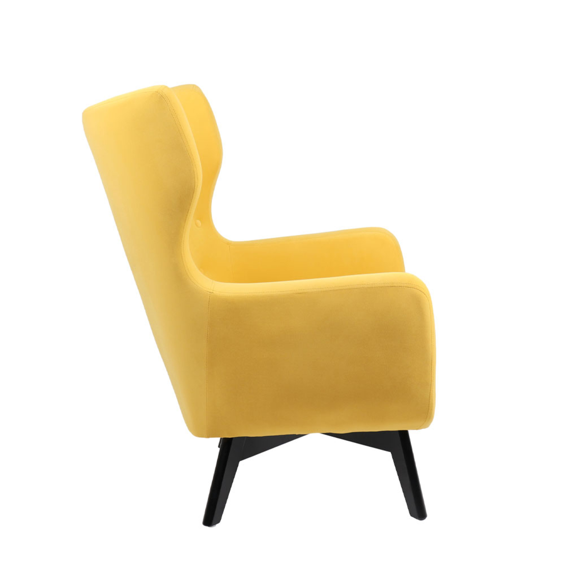 MEGA ARMCHAIR FABRIC YELLOW WOOD RUBBERWOOD BLACK