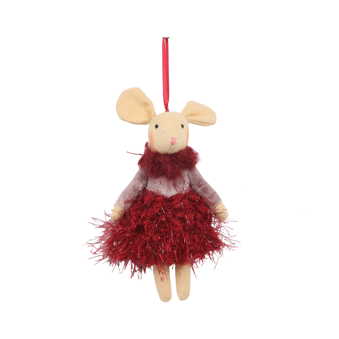 XMAS SPECTRUM MOUSE PENDANT MOUSE FABRIC RED BEIGE