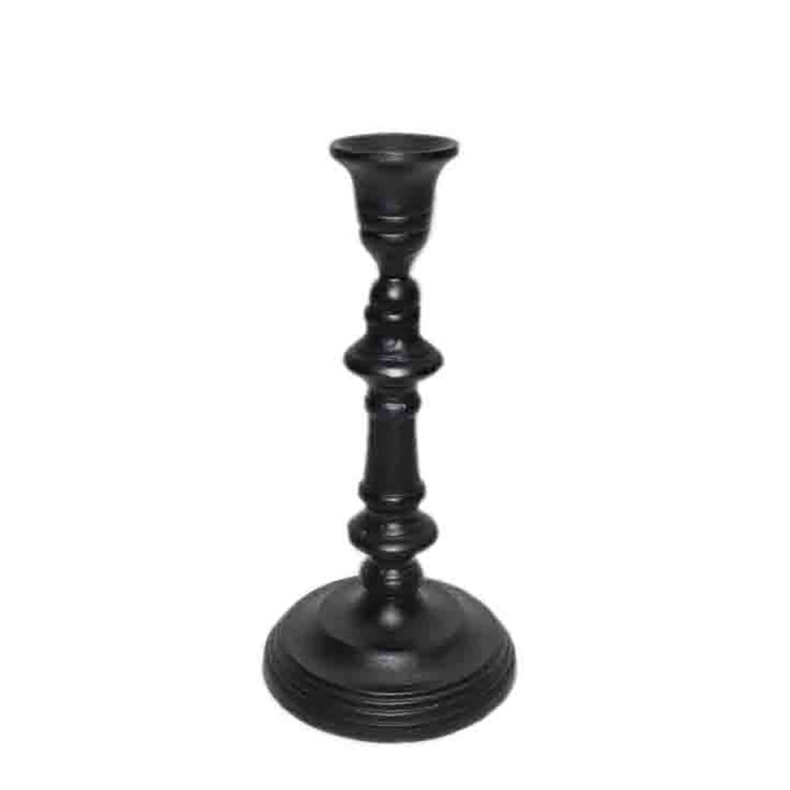 TUNN CANDLE HOLDER ALUMINIUM BLACK D10xH21cm IN