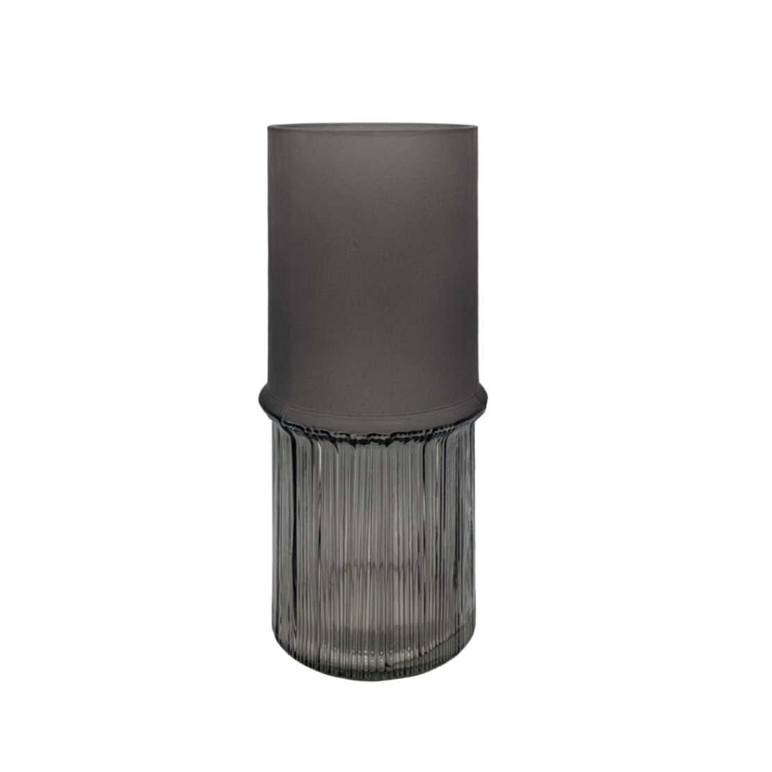 BAMBOU VASE GLASS GREY D11xH25,5cm PRC