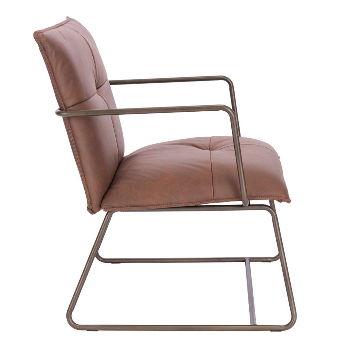 STANDBY ARMCHAIR VISITOR FABRIC BROWN METAL GUNMET