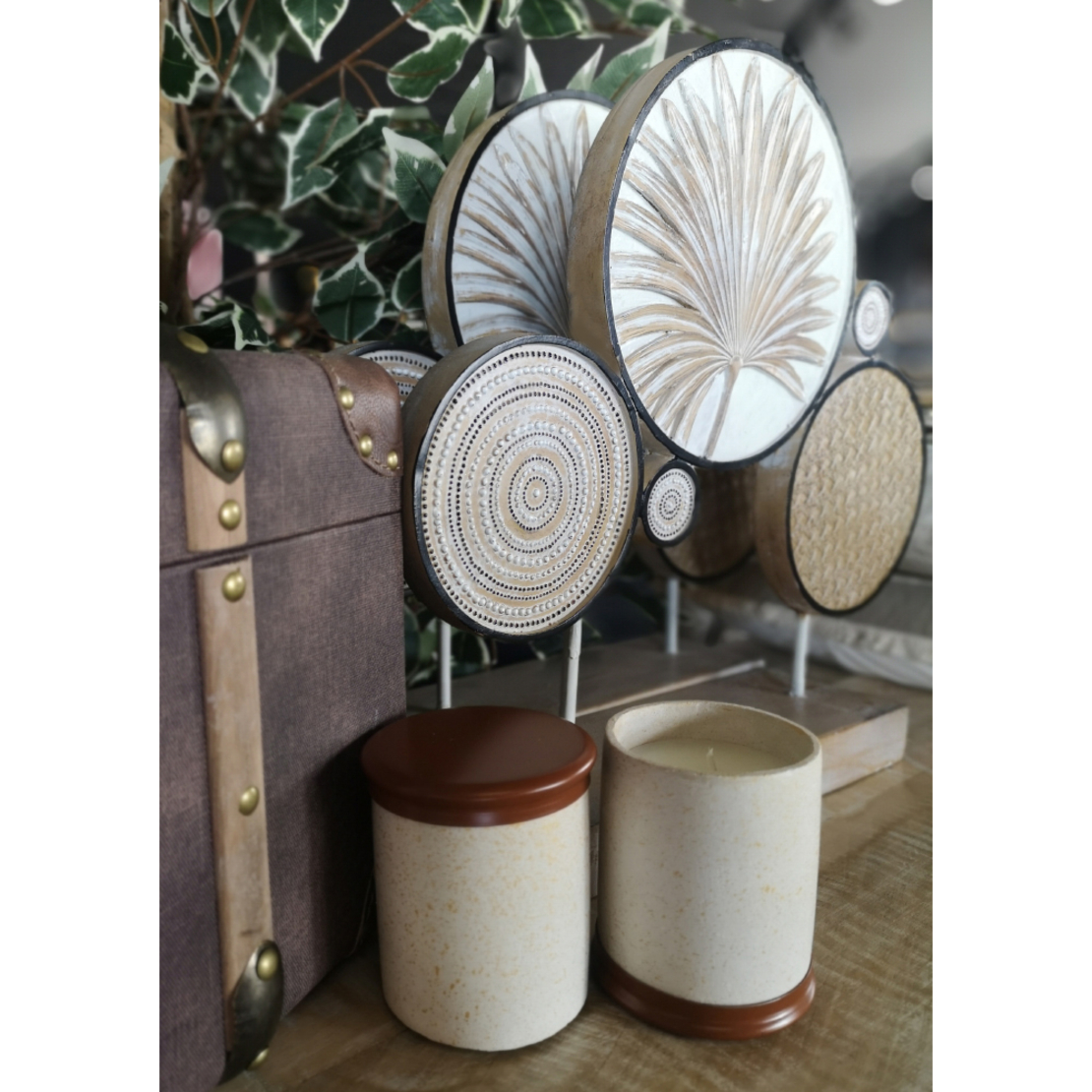 GINKO 3 DECO POLYRESIN NATURAL BEIGE WHITE 43,5x10