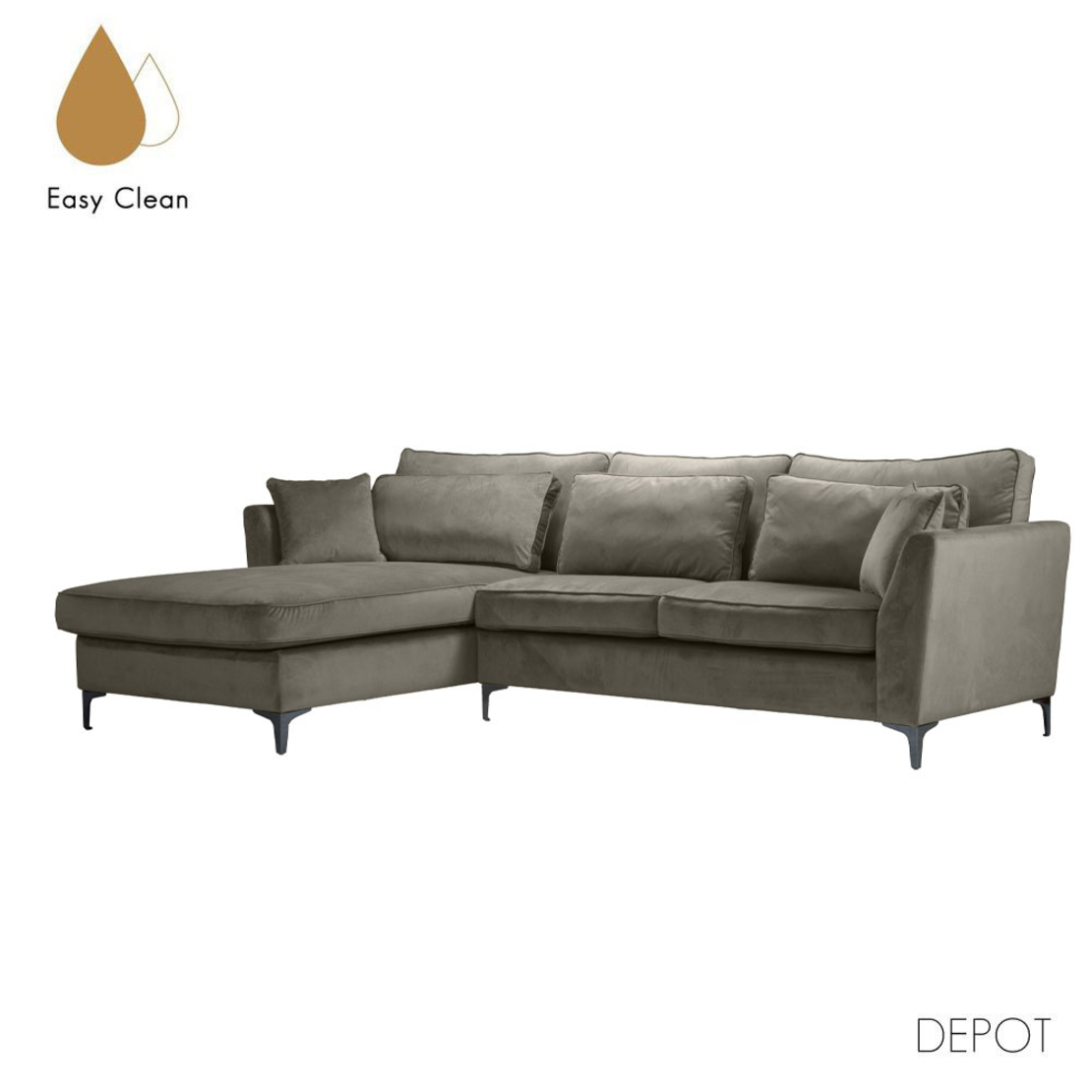 FOREVER SOFA CORNER LEFT EASY CLEAN FABRIC ELEPHANT E1 EU