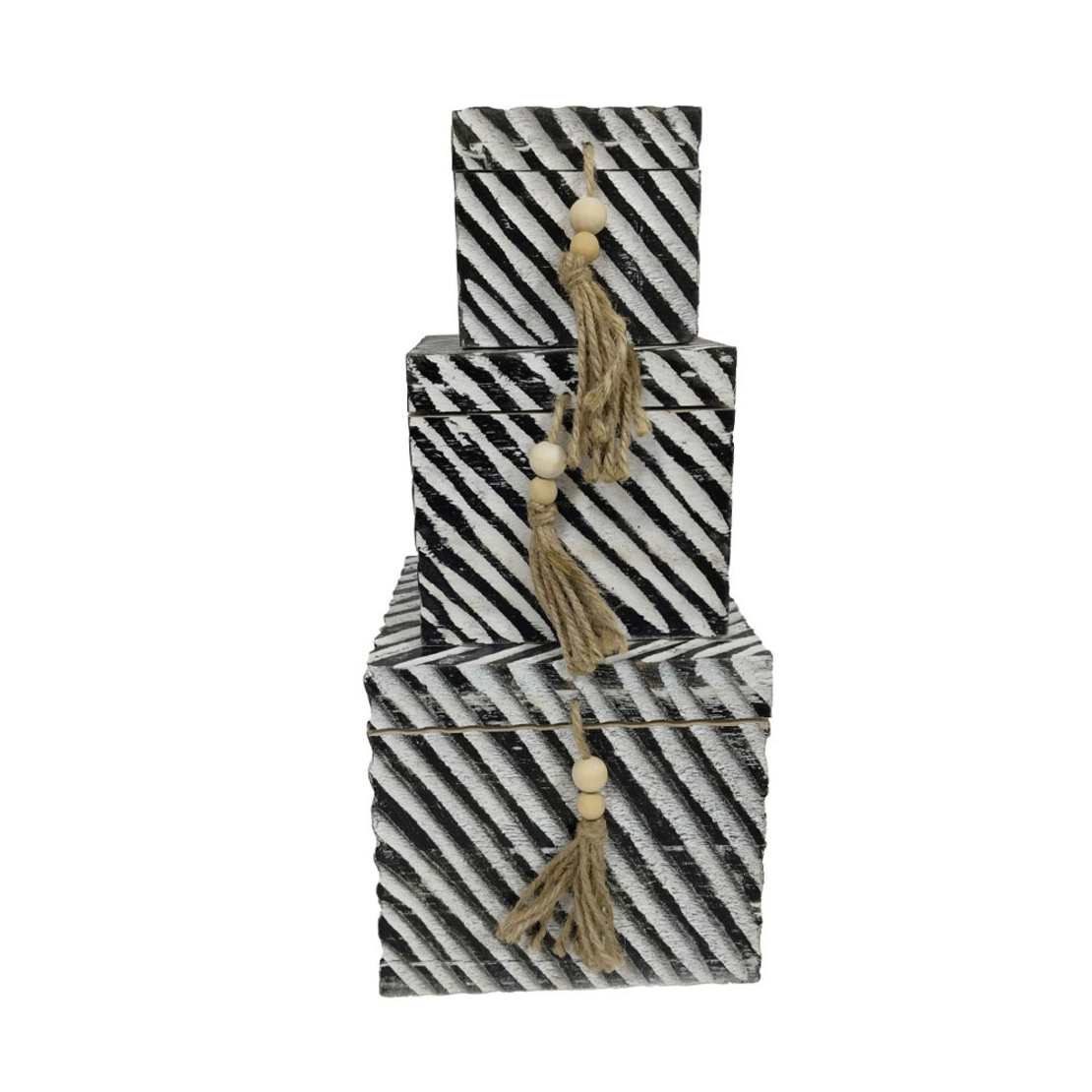 RONAN BOX STORAGE 3 PCS 22x22x20 WOOD BROWN BEIGE