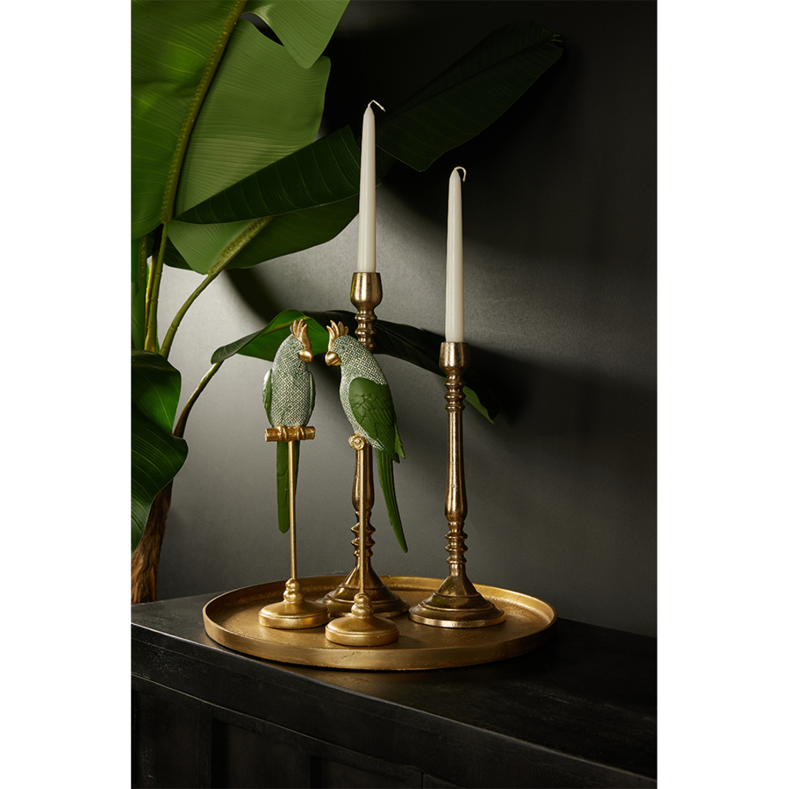 ELK CANDLE HOLDER ALUMINIUM GOLD D11xH38cm IN