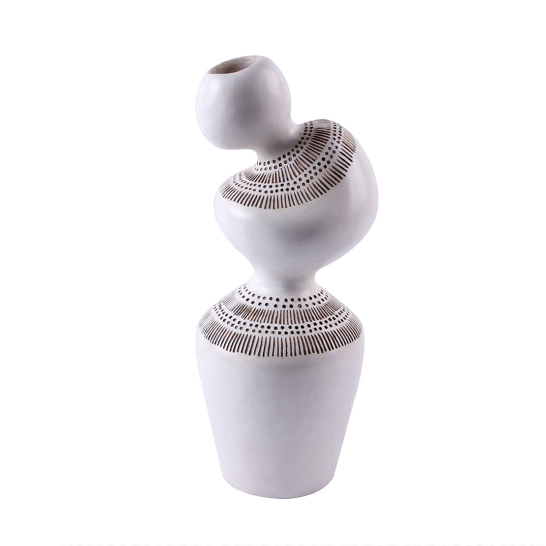 OVOCIE 2 VASE POLYRESIN WHITE BROWN 13x12,5xH31,5c