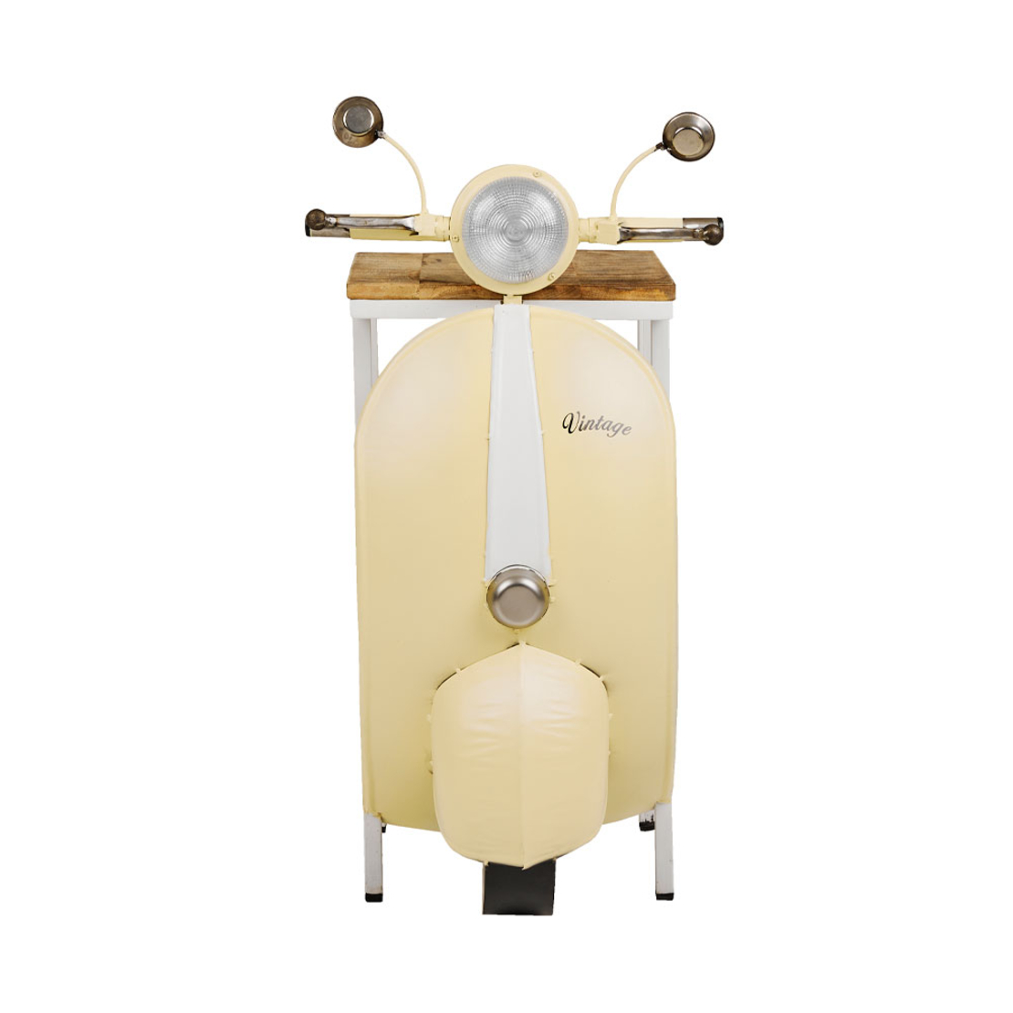 MINI VESPA SIDE TABLE WITH SHELVES METAL CREAM WHITE NATURAL 61x45xH88cm IN