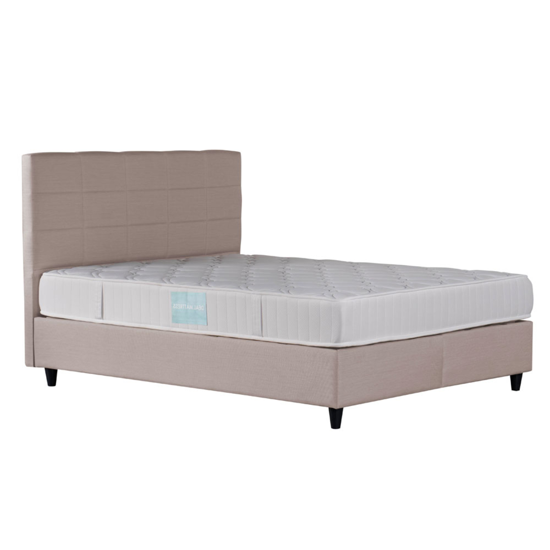 DEAL SET BED WITH STORAGE AND MATTRESS FABRIC BEIGE E1 TR
