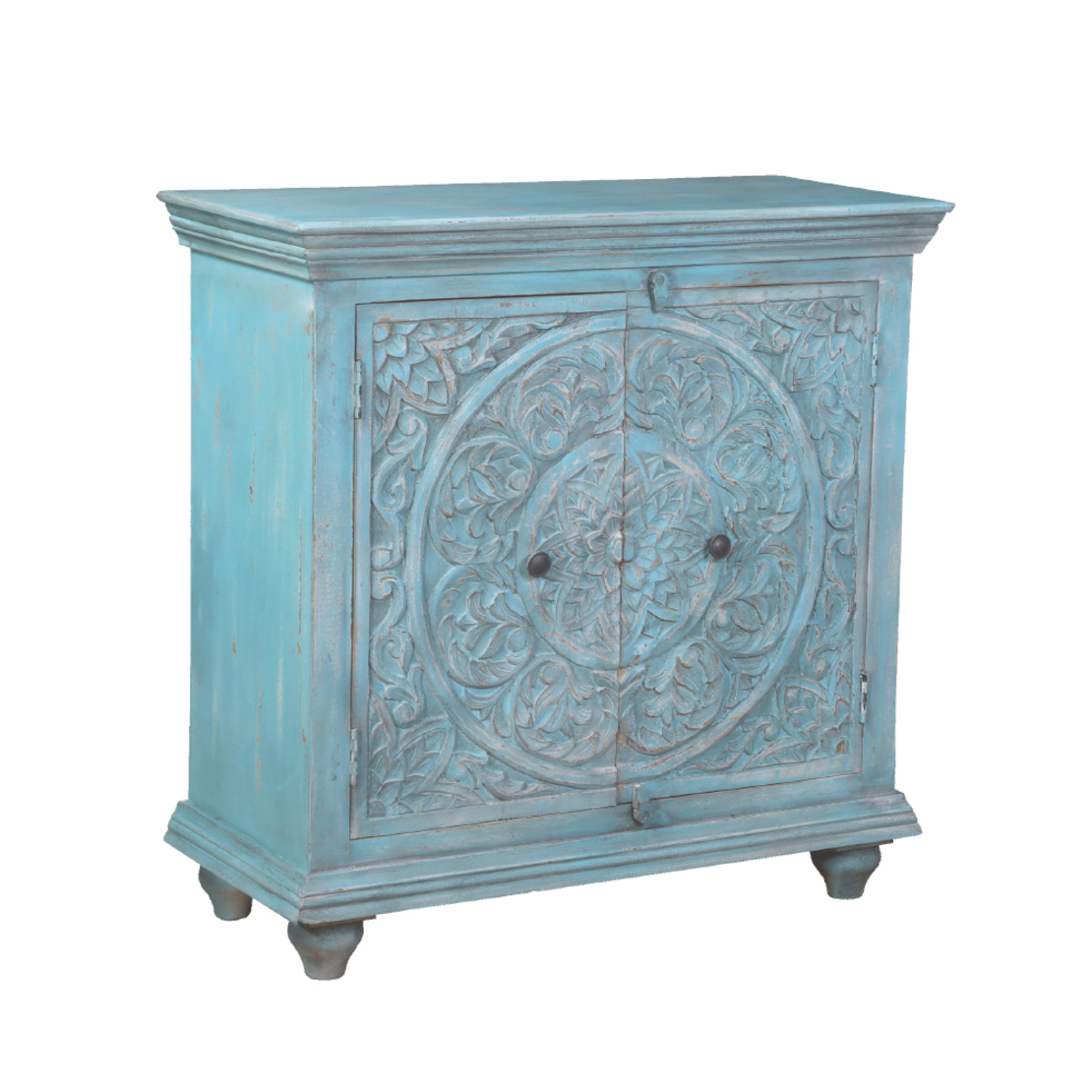 AMORGOS COMMODE 2DOORS WOOD MANGO BLUE LIGHT IN