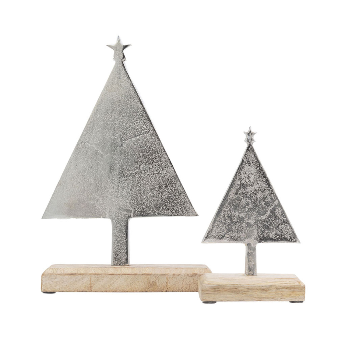 XMAS FELIZ 1 TREE WOOD ALUMINIUM SILVER 18x5xH27,5
