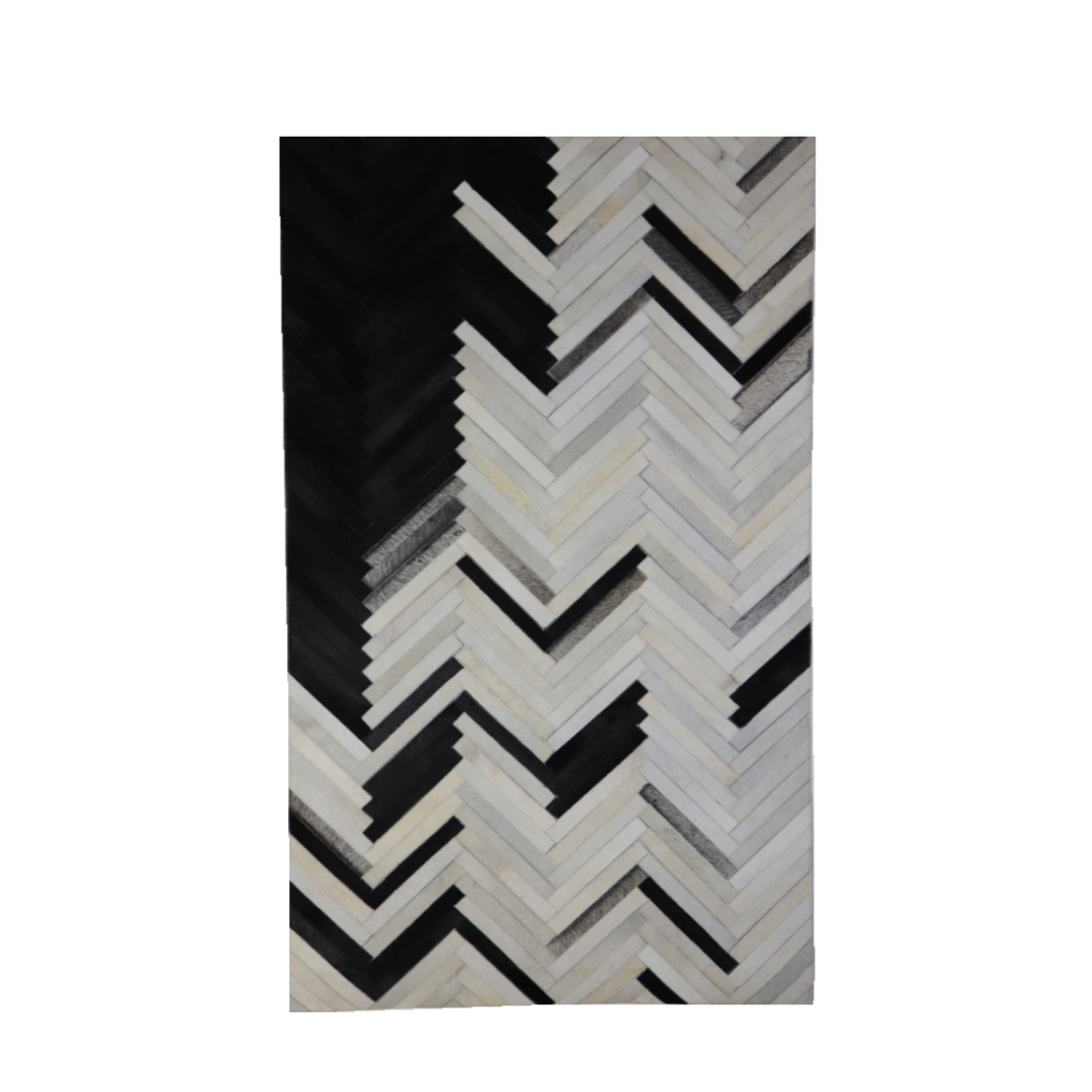 MOUNTAIN CARPET LEATHER WOOL BLACK WHITE 120x200cm