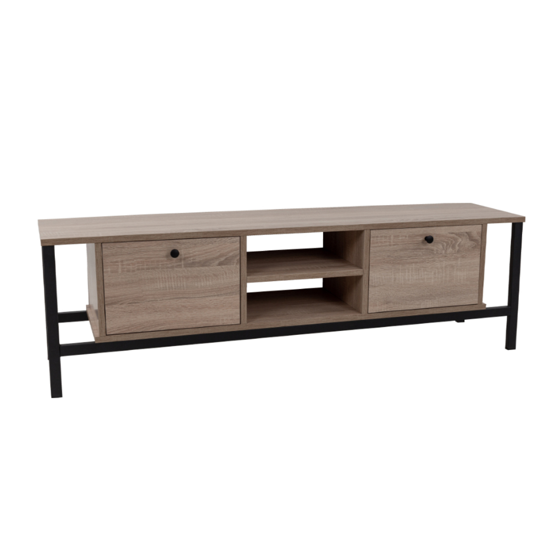 OGGI TV STAND MELAMINE SONOMA BLACK METAL 150x35xH45cm E1 TR