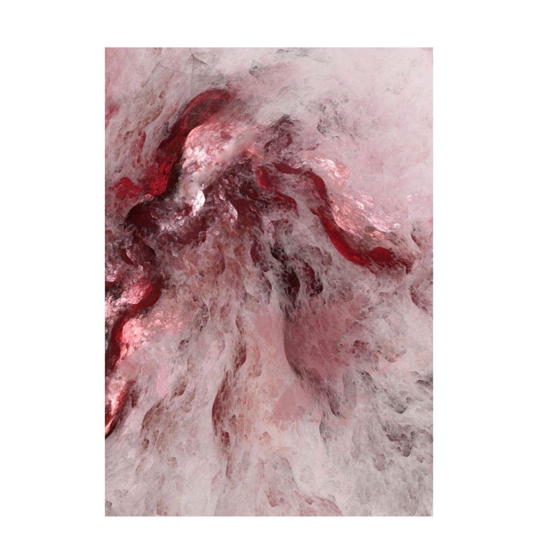ΒRΕΚΕΝ 2 PAINTING CANVAS RED WHITE WOOD PINK 60x90