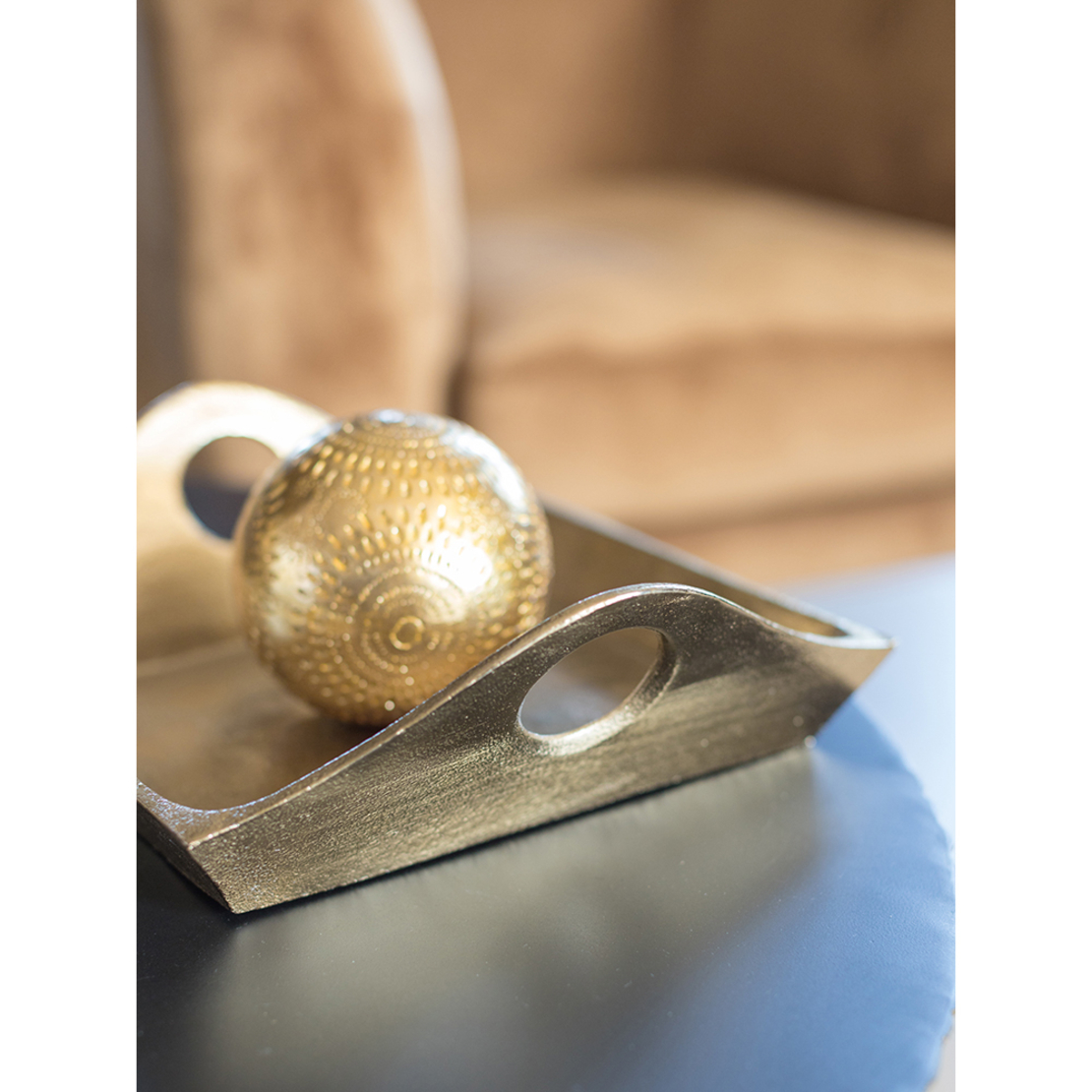 CARRE TRAY ALUMINIUM GOLD 27x24xH9cm IN