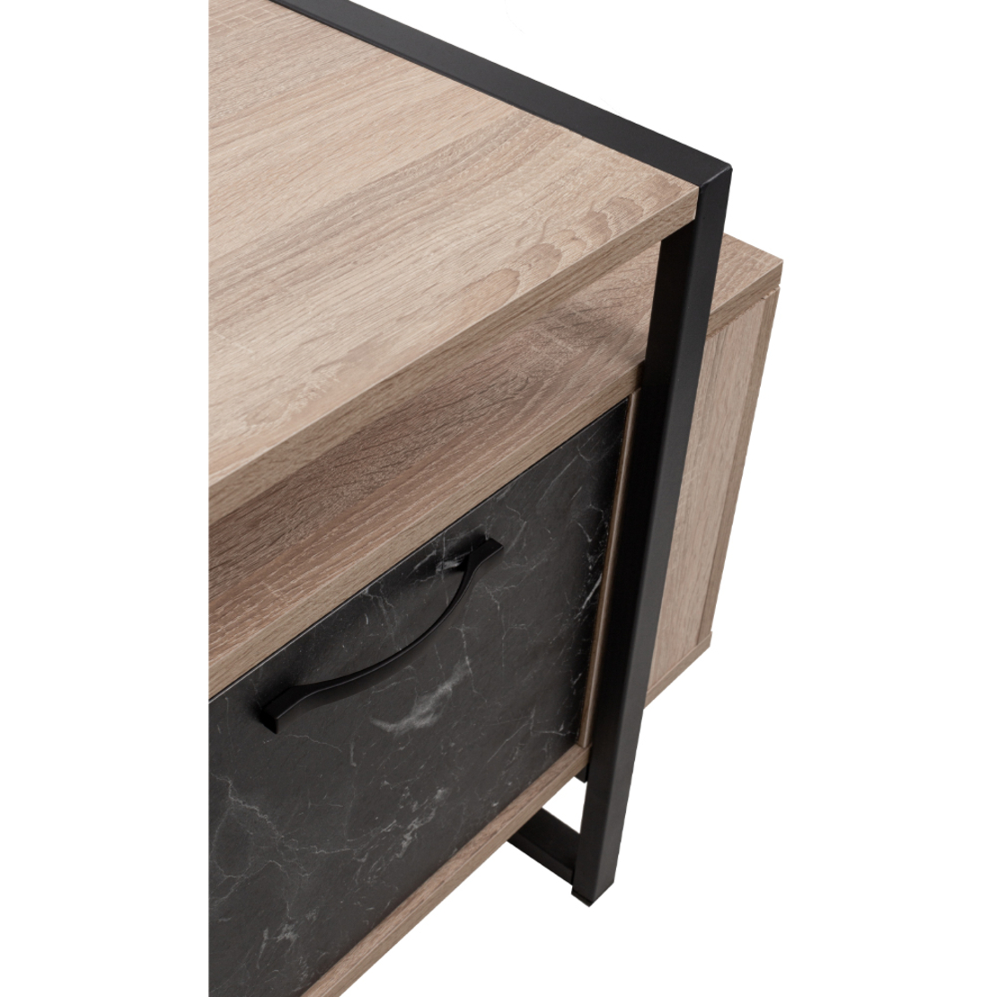 WAGON TV STAND MELAMINE SONOMA BLACK STONE METAL 150x40xH60cm E1 TR