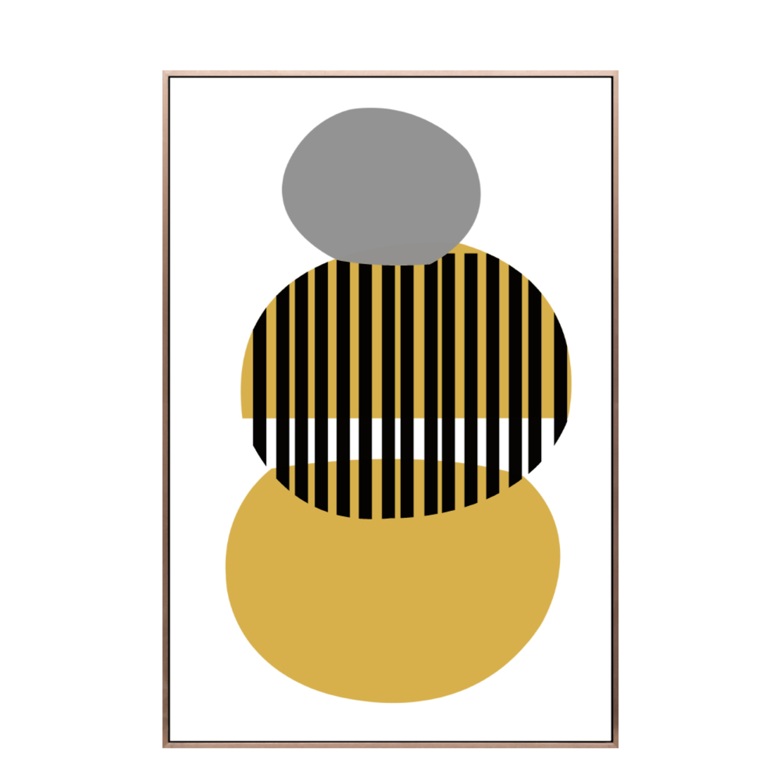 ALSAR ROUND PAINTING CANVAS WHITE YELLOW WOOD FRAM