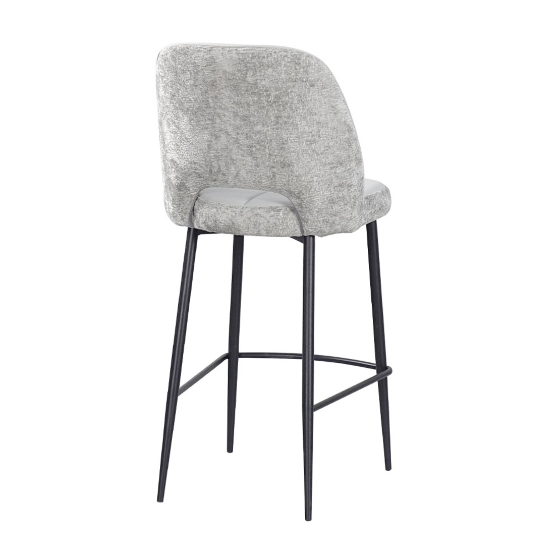 BOUTON STOOL BAR FABRIC GREY LIGHT METAL BLACK PRC