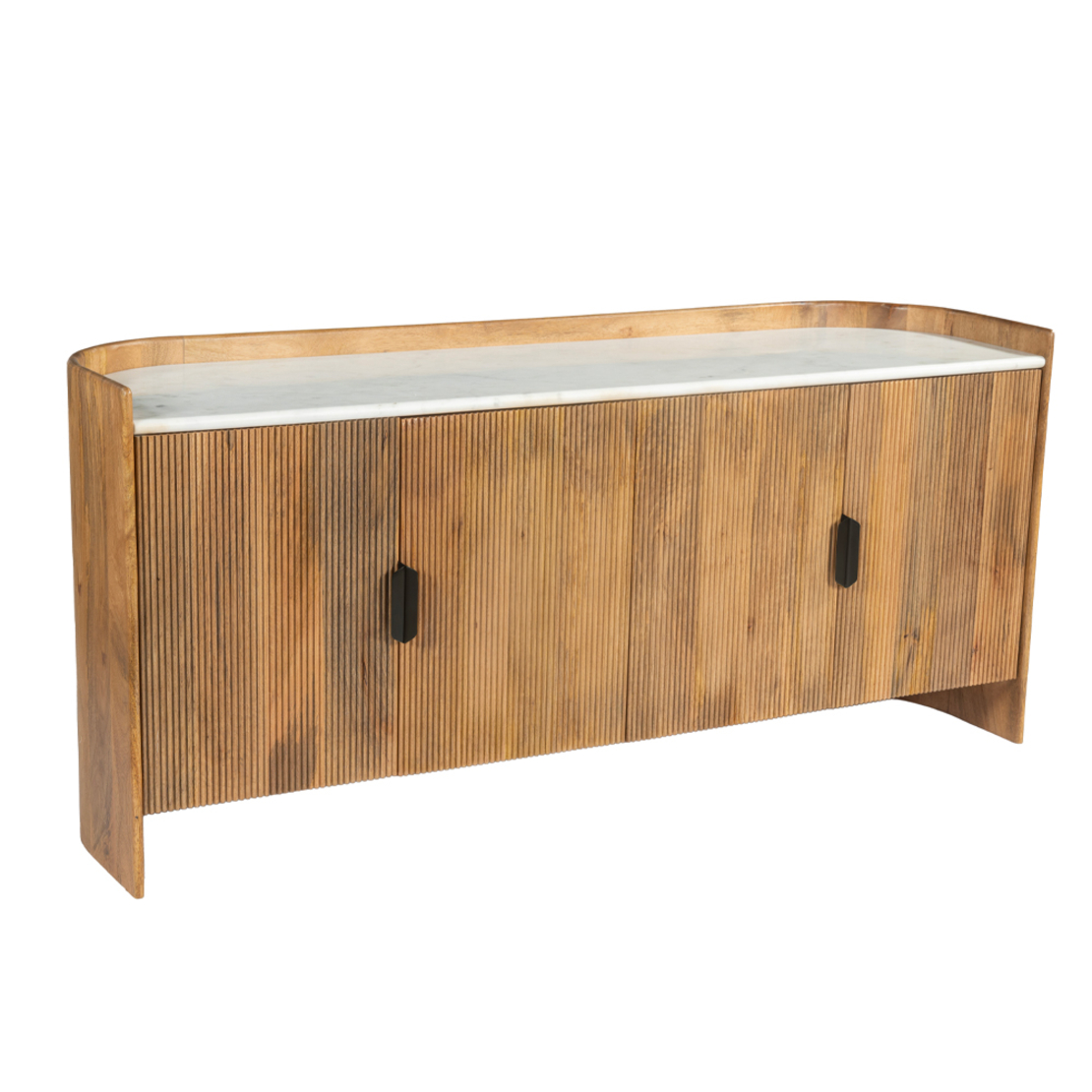 ORGANIC BITTER SIDEBOARD 4DOORS WOOD MANGO WALNUT WHITE MARBLE 165x45x75 IN