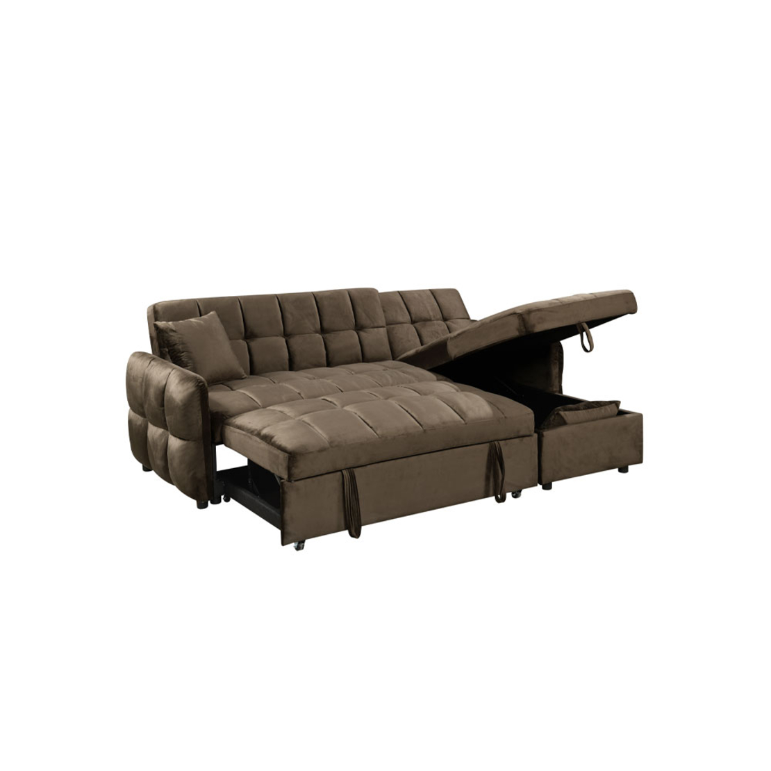CROSSOVER SOFA BED REVERSABLE CORNER FABRIC COFFEE E1 PRC
