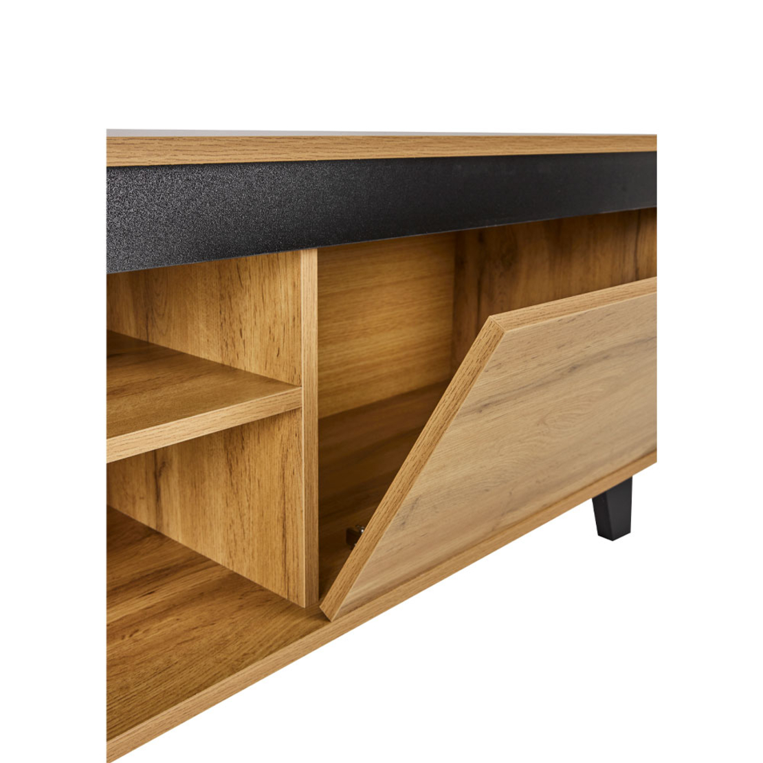 ARABICA TV STAND CHIPBOARD WITH MELAMINE SONOMA BLACK METAL BLACK 170x38xH49cm E1 PRC