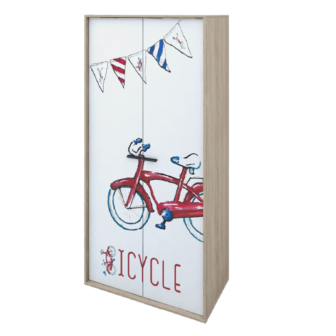 BICYCLE WARDROBE MELAMINE SONOMA WITH PATTERN 90x50xH190cm E1 EU