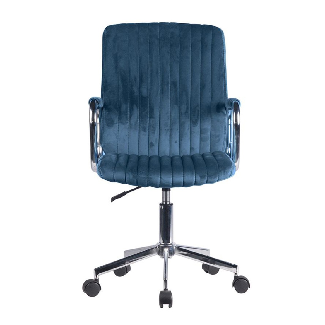 GLAM CHAIR DESK VELVET WATER BLUE METAL BASE CHROME 52x64xH93/103cm E1 PRC