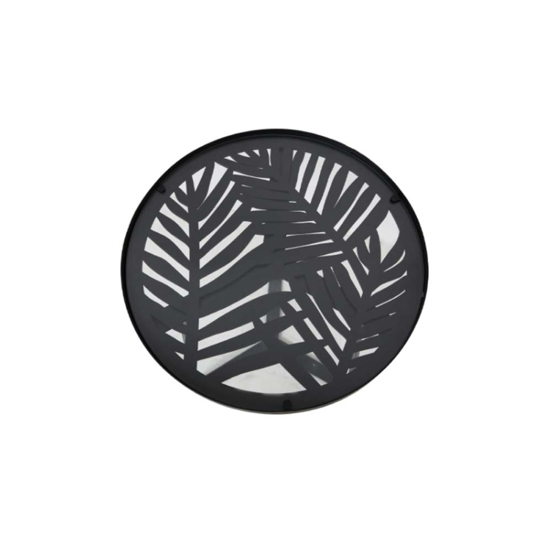 JUNGLE SIDE TABLE SET 2PCS METAL BLACK WITH PATTERN BLACK GLASS 40x40xH50cm E1 PRC