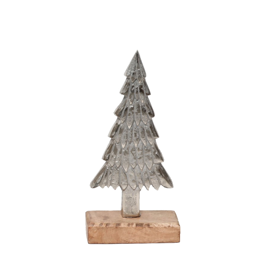 XMAS WINT TREE ALUMINIUM WOOD MANGO SILVER NATURAL