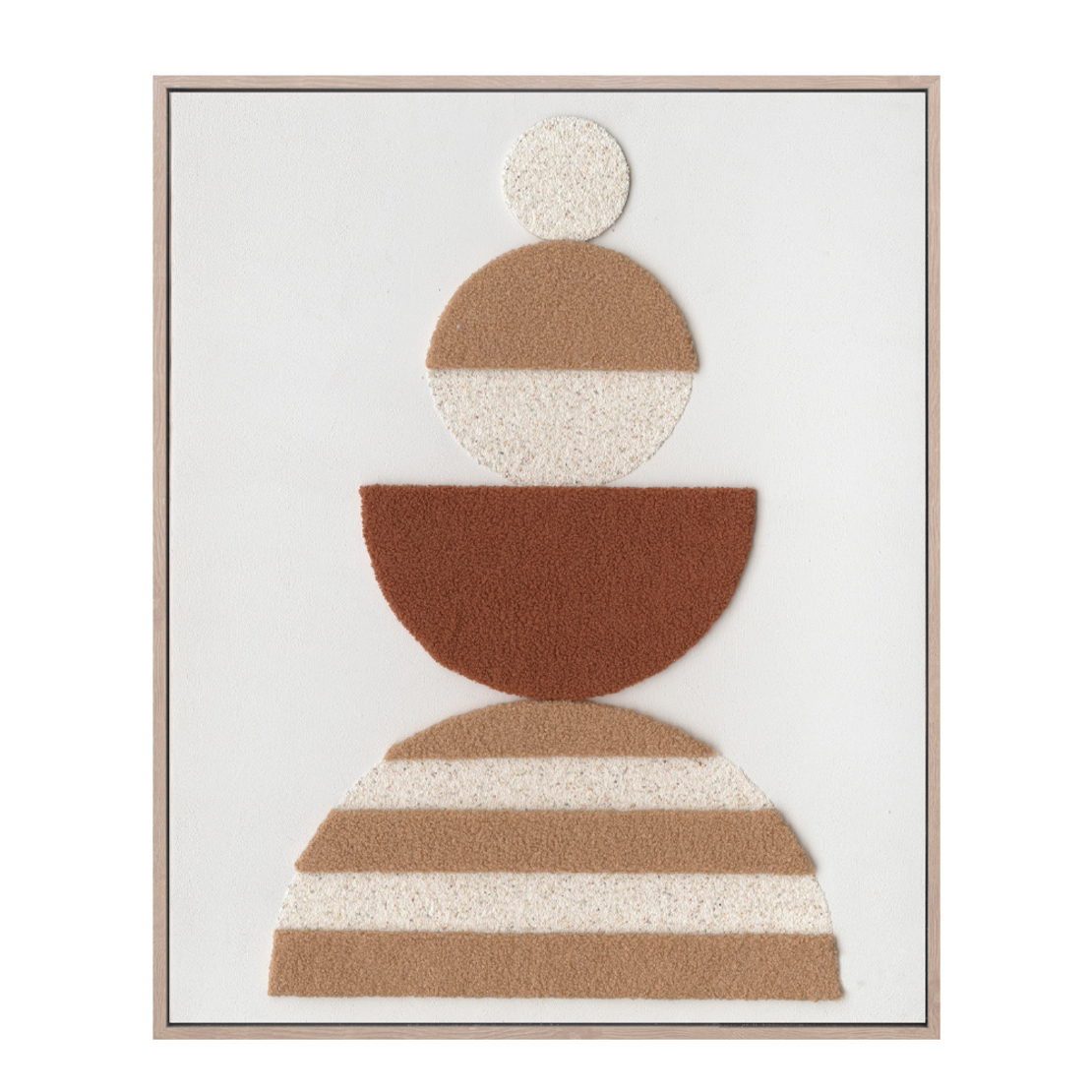 BOHO BALANCE PAINTING DECORATIVE 80x100x5 CANVAS TERRACOTTA BEIGE WOOD NATURAL