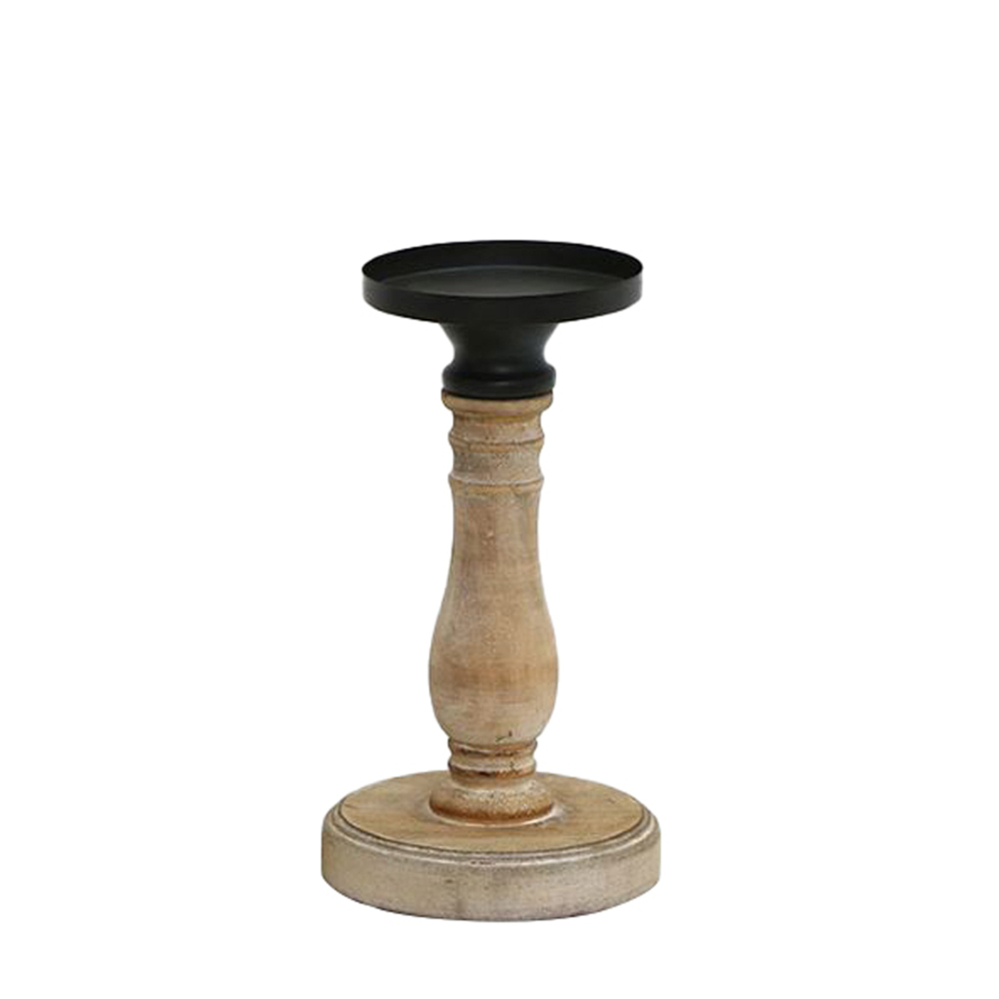 JUPITER CANDLE HOLDER WOOD METAL NATURAL BLACK D13