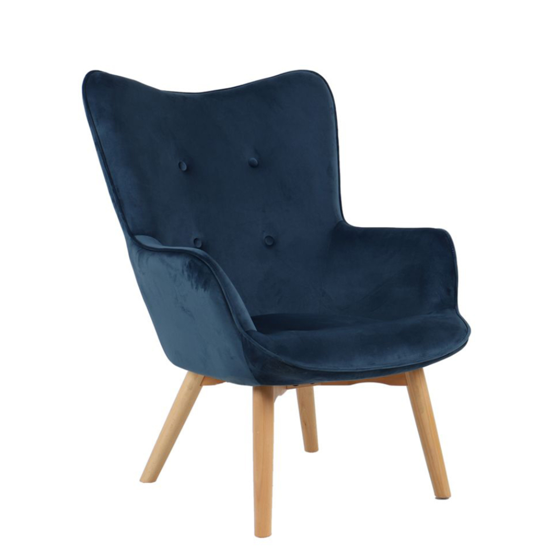 POP UP ARMCHAIR FABRIC BLUE WOOD NATURAL E1 PRC