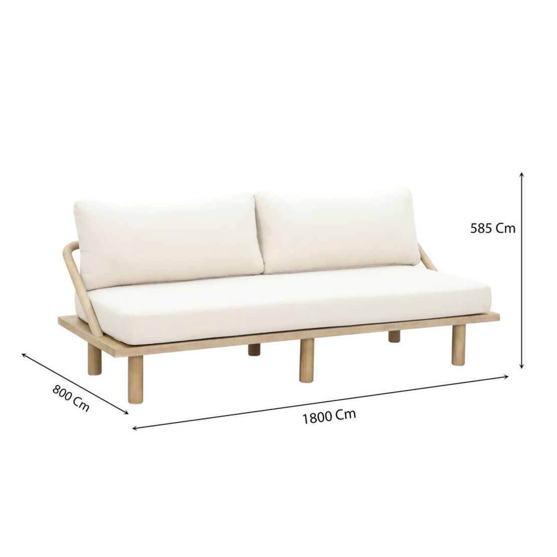 SIESTA SOFA BED WOOD ACACIA NATURAL CREAM 180x80xH