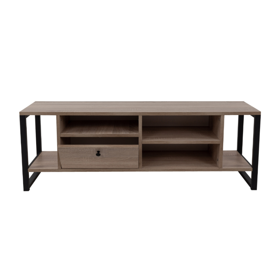 SPACE TV STAND 2SHELVES1DRAWER MELAMINE SONOMA BLACK METAL 120x35xH45cm E1 TR