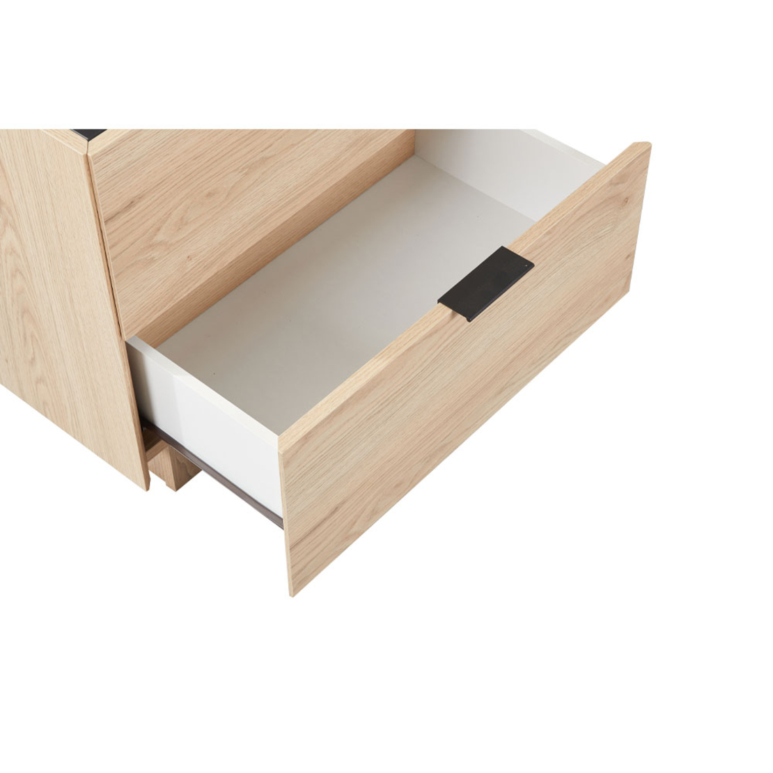 CUBIUS NIGHTSTAND 2DRAWERS MELAMINE NATURAL MELAMINE SMOKE BLACK E1