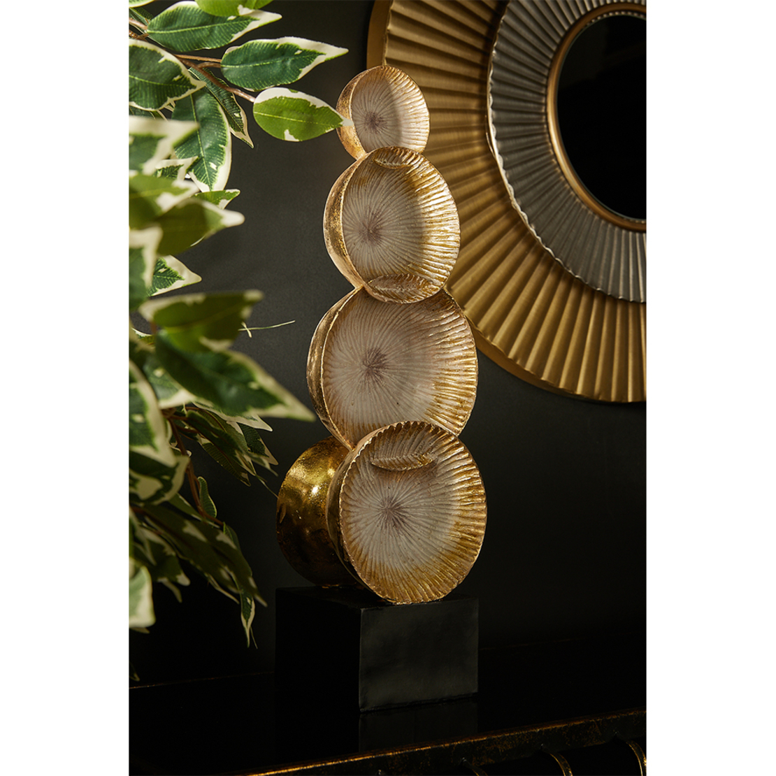 KESA DECO TOTEM POLYRESIN GOLD BLACK 15,5x11,5xH49