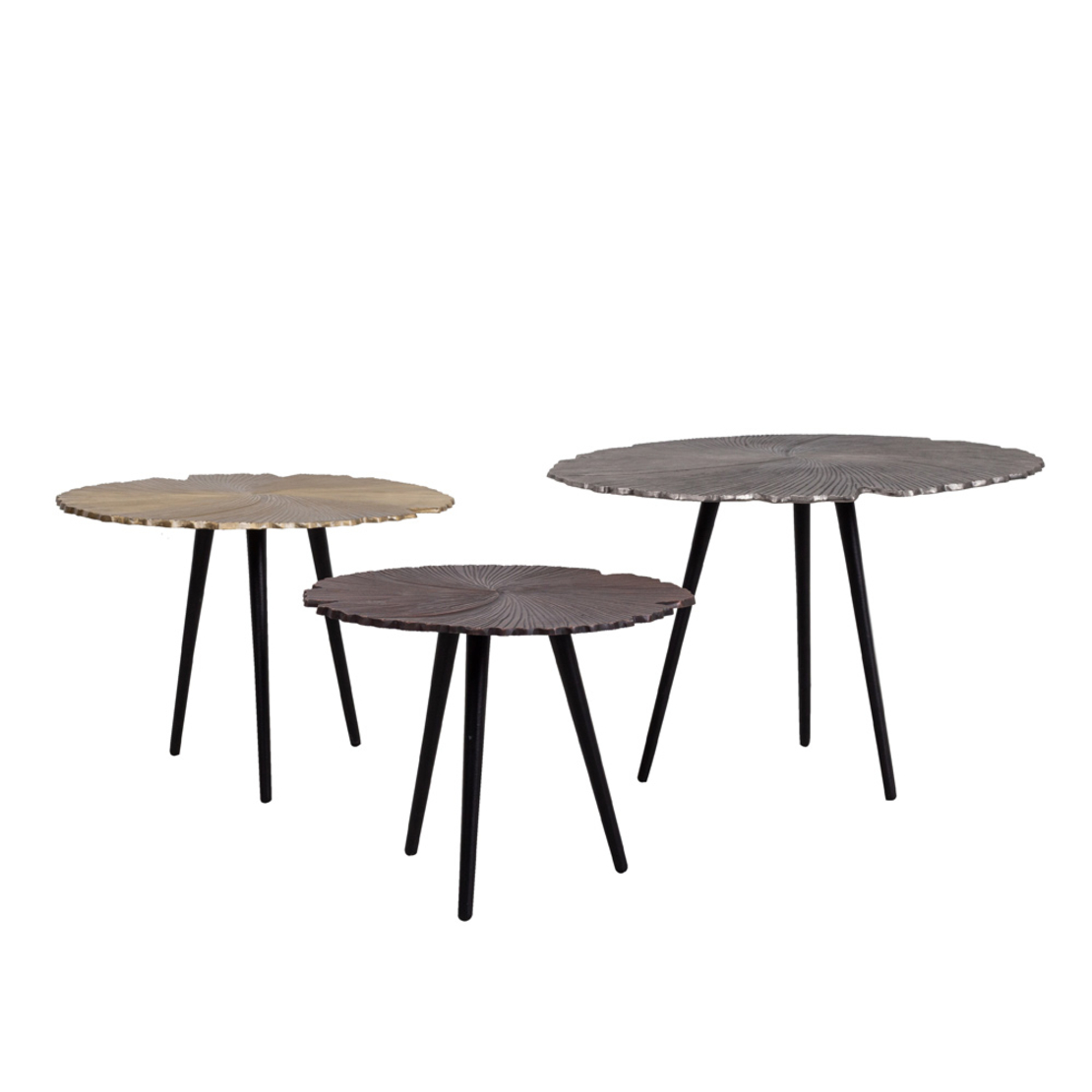 LEAF 50 SIDE TABLE METAL GOLD MAT BLACK 50x50xH36cm IN