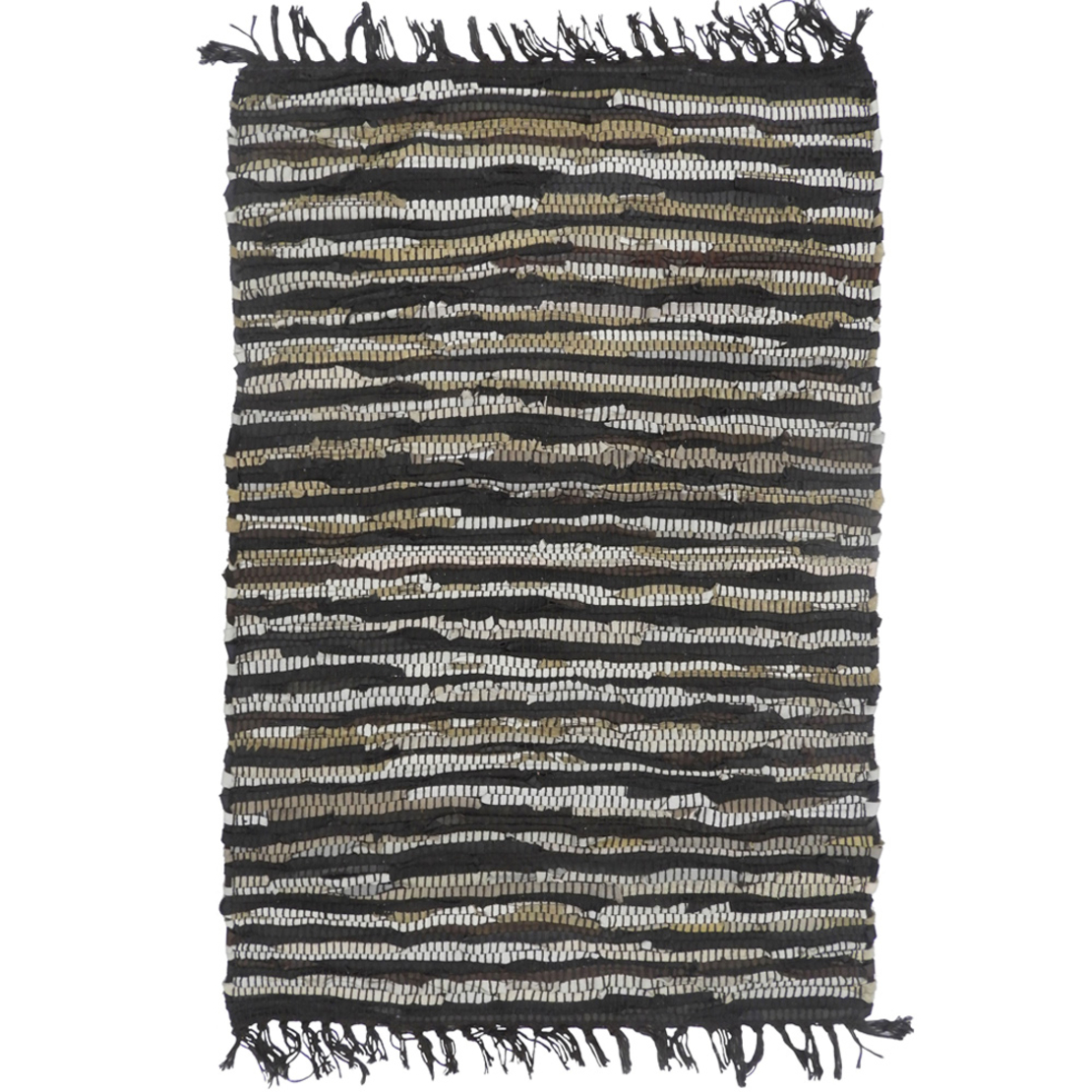 BOHO CARPET LEATHER BLACK BEIGE 60x90cm IN
